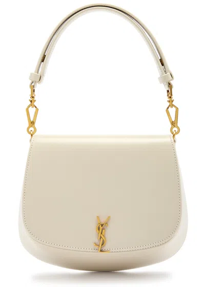 Saint Laurent Voltaire Leather Top Handle Bag In White