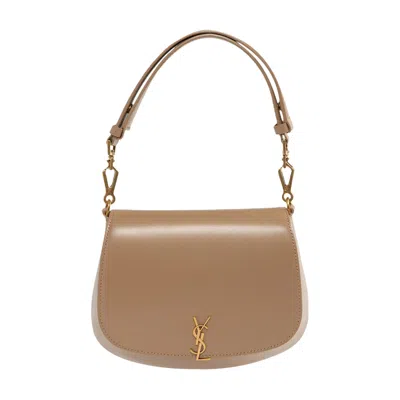 Pre-owned Saint Laurent Voltaire Leather Top Handle 'dark Toffee' | Black | Women's Size Onesize