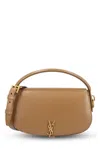Saint Laurent Voltaire Logo Plaque Shoulder Bag In Brown