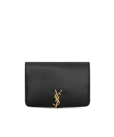 Saint Laurent Voltaire Passport Case In Box  In Black