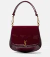Saint Laurent Voltaire Patent Leather Shoulder Bag In Burgundy