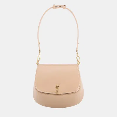 Pre-owned Saint Laurent Voltaire Shoulder Bag Beige Leather Size Mini In Sand