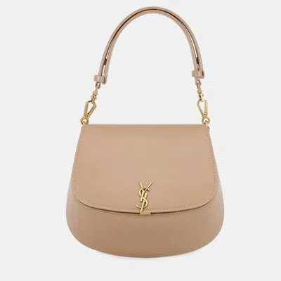 Pre-owned Saint Laurent Voltaire Shoulder Bag Beige Leather Size Mini In Sand