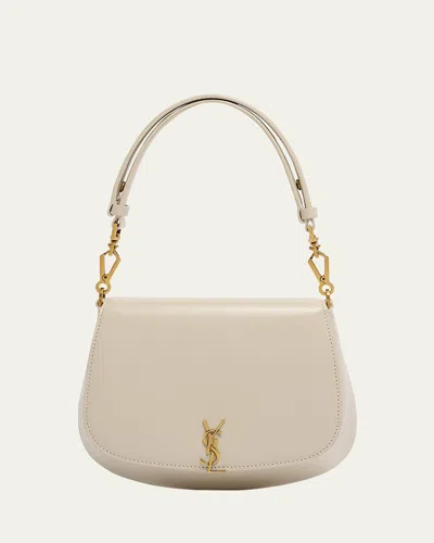 Saint Laurent Voltaire Top-handle Bag In Smooth Leather In White