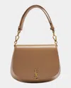 Saint Laurent Voltaire Top-handle Bag In Smooth Leather In Dark Toffee