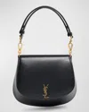 Saint Laurent Mini Ysl Top-handle Bag In Calfskin Leather In Nero