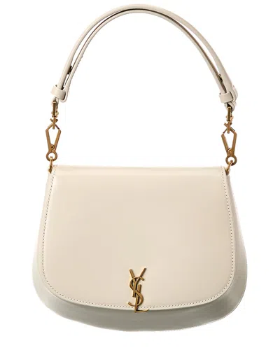 Saint Laurent Voltaire Top Handle Leather Satchel In White