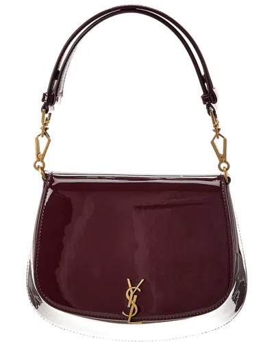 Saint Laurent Voltaire Top Handle Patent Satchel In Red