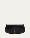 Saint Laurent Voltaire Ysl Monogram Wallet On Chain In Grained Leather In Nero