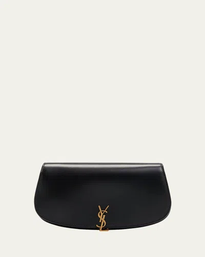 SAINT LAURENT VOLTAIRE YSL MONOGRAM WALLET ON CHAIN IN GRAINED LEATHER