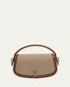 Saint Laurent Voltaire Ysl Shoulder Bag In Canvas And Leather In Desert Dust Brick