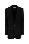 Saint Laurent Single-breasted Wool Blazer In Noir