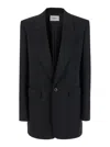 Saint Laurent Satin-trimmed Wool Blazer In Black