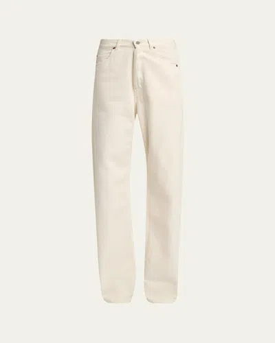 Saint Laurent V-waist Baggy Straight-leg Jeans In Neutral