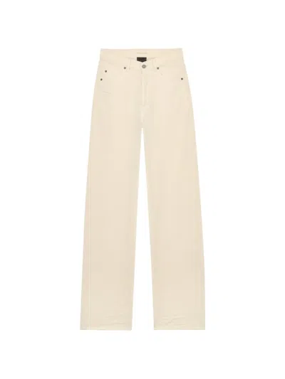 Saint Laurent V-waist Long Baggy Jeans In Neutral