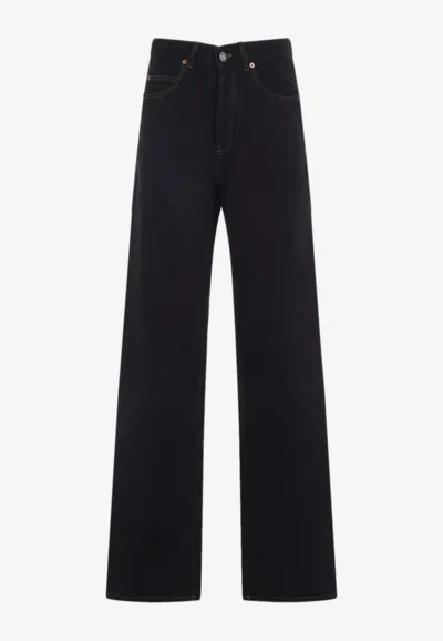 Saint Laurent V-waist Straight Jeans In Black