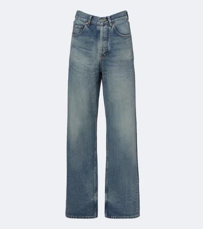 Saint Laurent V-waist Wide-leg Jeans In Yellow