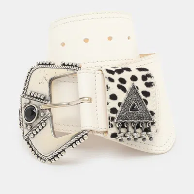 Pre-owned Saint Laurent Waist Belt White 75 Cm