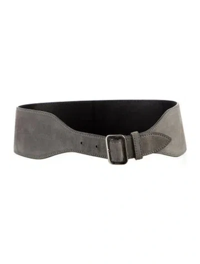 Pre-owned Saint Laurent Waist Belt Wide Waist Belt In Gray