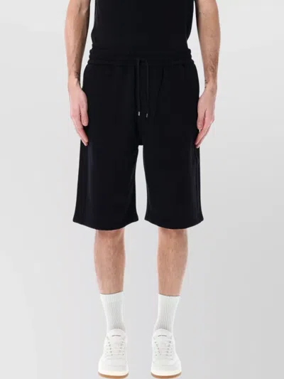 Saint Laurent Waist Drawstring Cotton Fleece Shorts In Black