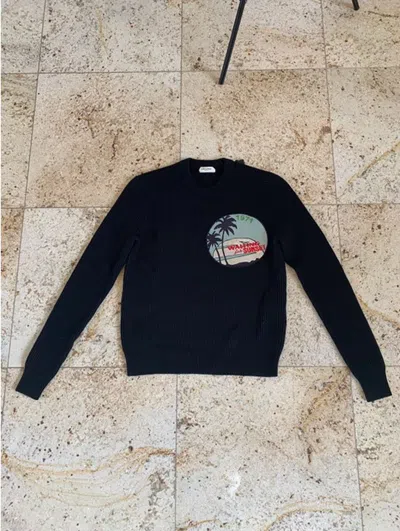 Pre-owned Saint Laurent Waiting Sunset Ribbed Crewneck In Black