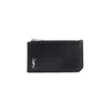 Saint Laurent Tiny Cassandre Fragments Card Holder In Black