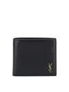 Saint Laurent Tiny Cassandre Leather Wallet In Black