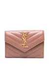 Saint Laurent Ysl Monogram Small Flap Wallet In Smooth Leather In Pink