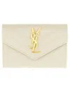 Saint Laurent Wallet "envelope Matelassé Small Cassandre" In Ivory