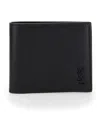 Saint Laurent Logo Plaque Bi-fold Wallet In Nero