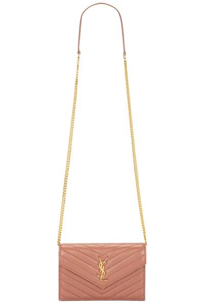 Saint Laurent Wallet On Chain Bag In Coral Paradise