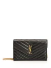 Saint Laurent Black Matelasse Calfskin Cassandre Pouch Handbag For Women In Black