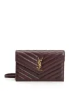 Saint Laurent Wallet On Chain Small Leather Goods Bordeaux In Brown