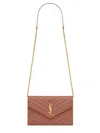 Saint Laurent Wallet With Chain Envelope Cassandre In Brown