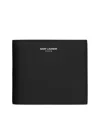 Saint Laurent Leather Bifold Billfold Wallet With Crocodile Embossing In Black