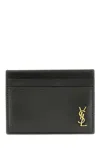 Saint Laurent Tiny Cassandre Card Holder Wallets Black In Black