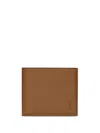 Saint Laurent Debossed-logo Leather Wallet In Brown