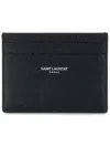 Saint Laurent Men's Leather Cardholder In Black