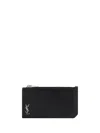 Saint Laurent Tiny Cassandre Fragments Card Holder In Black