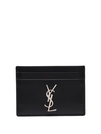 Saint Laurent Cassandre Smooth Leather Cardholder In Black