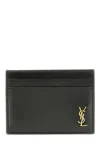 Saint Laurent Tiny Cassandre Card Holder Wallets Black In Black