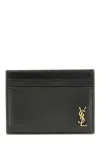 Saint Laurent Tiny Cassandre Card Holder Wallets Black In Black