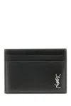 Saint Laurent Tiny Cassandre Card Holder Wallets Black In Black