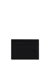 Saint Laurent Leather Card Holder With Cassandre Plaque In Black