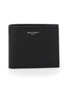 Saint Laurent Black Bi-fold Wallet With Logo Lettering On The Front In Leather Man In Black
