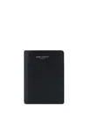 Saint Laurent Grain De Poudre Leather Bi-fold Card Wallet Accessories In Black