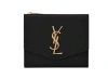 Saint Laurent Uptown Compact Wallet In Grain De Poudre Leather In Animal Print