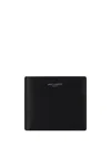 Saint Laurent Logo Stamp Calf Leather Wallet In Black