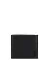 Saint Laurent Logo Plaque Bi-fold Wallet In Black