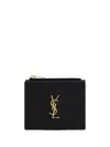 Saint Laurent Quilted Leather Zippered Wallet In Black